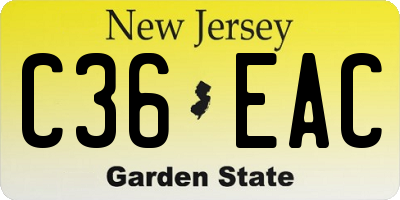 NJ license plate C36EAC