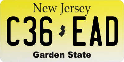 NJ license plate C36EAD
