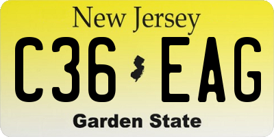 NJ license plate C36EAG