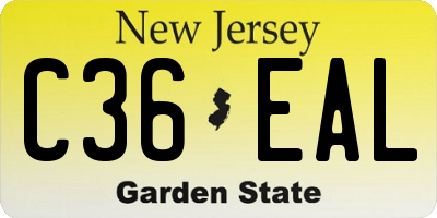 NJ license plate C36EAL