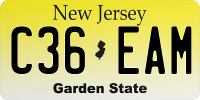 NJ license plate C36EAM
