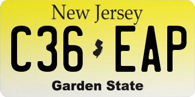 NJ license plate C36EAP