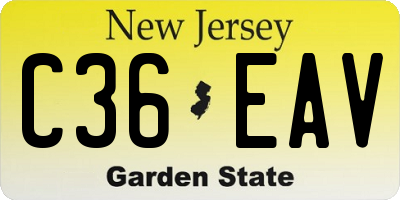 NJ license plate C36EAV