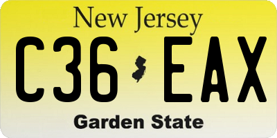 NJ license plate C36EAX
