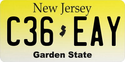 NJ license plate C36EAY