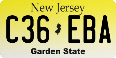 NJ license plate C36EBA