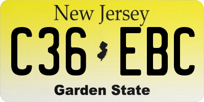 NJ license plate C36EBC