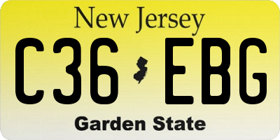 NJ license plate C36EBG