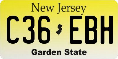 NJ license plate C36EBH