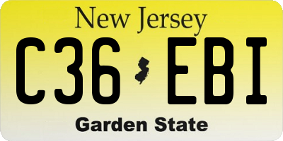 NJ license plate C36EBI
