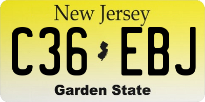 NJ license plate C36EBJ