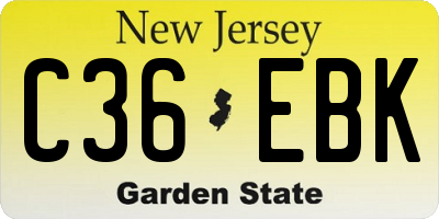 NJ license plate C36EBK