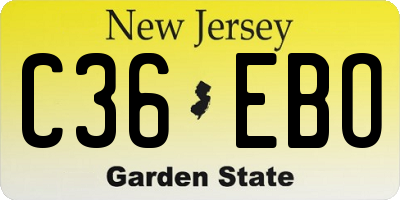 NJ license plate C36EBO