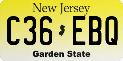 NJ license plate C36EBQ