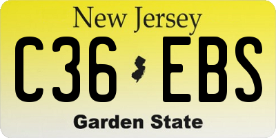 NJ license plate C36EBS