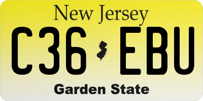 NJ license plate C36EBU