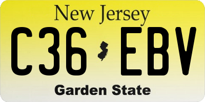NJ license plate C36EBV