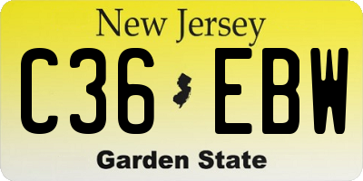 NJ license plate C36EBW