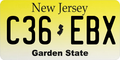 NJ license plate C36EBX
