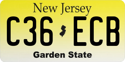 NJ license plate C36ECB