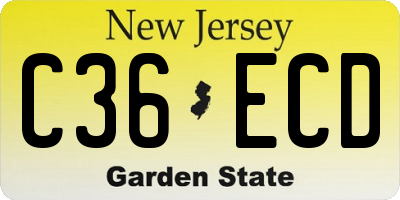 NJ license plate C36ECD