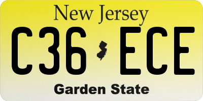 NJ license plate C36ECE