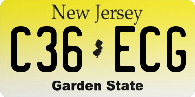 NJ license plate C36ECG