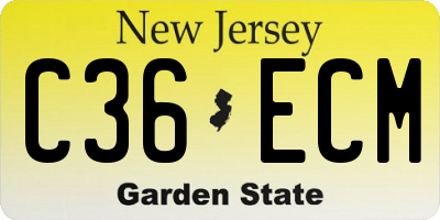 NJ license plate C36ECM