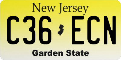 NJ license plate C36ECN