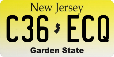 NJ license plate C36ECQ