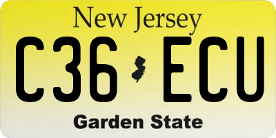 NJ license plate C36ECU