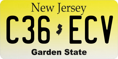 NJ license plate C36ECV