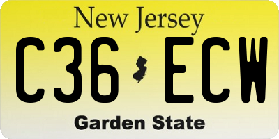 NJ license plate C36ECW