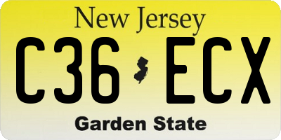 NJ license plate C36ECX