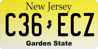 NJ license plate C36ECZ