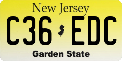 NJ license plate C36EDC