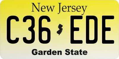 NJ license plate C36EDE