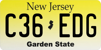 NJ license plate C36EDG