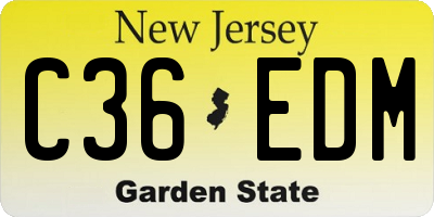 NJ license plate C36EDM