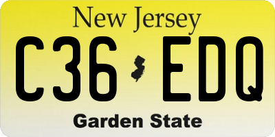 NJ license plate C36EDQ