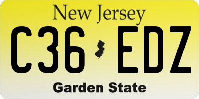 NJ license plate C36EDZ