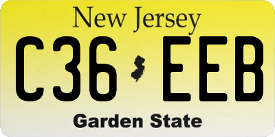 NJ license plate C36EEB