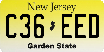 NJ license plate C36EED