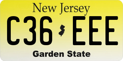 NJ license plate C36EEE