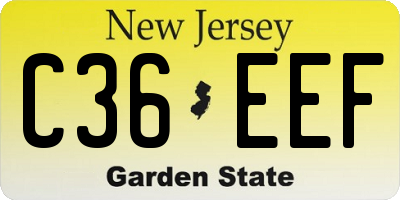 NJ license plate C36EEF