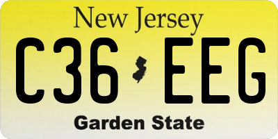 NJ license plate C36EEG