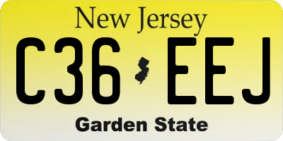 NJ license plate C36EEJ