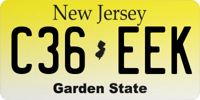 NJ license plate C36EEK