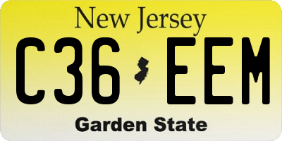 NJ license plate C36EEM