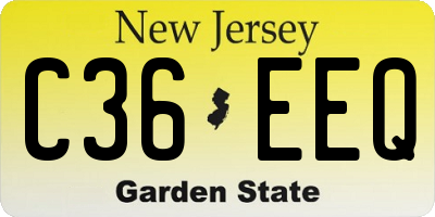NJ license plate C36EEQ